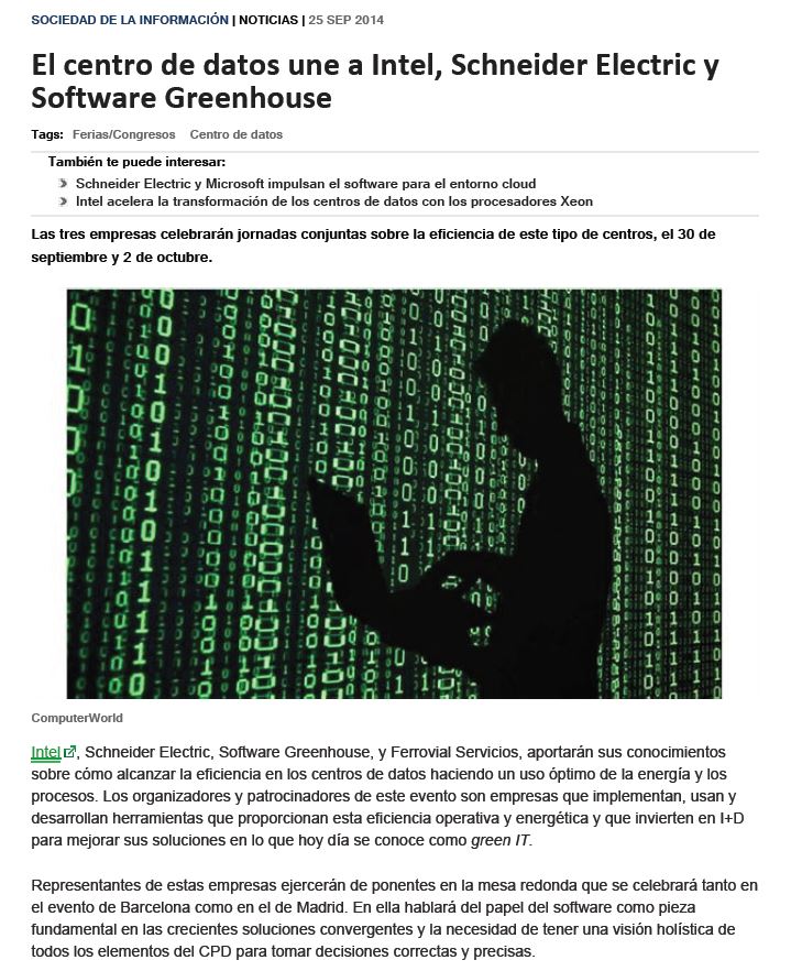 Computerworld-2014-09-25-El-centro-de-datos-une-a-Intel-Schneider-Electric-y-Software Greenhouse